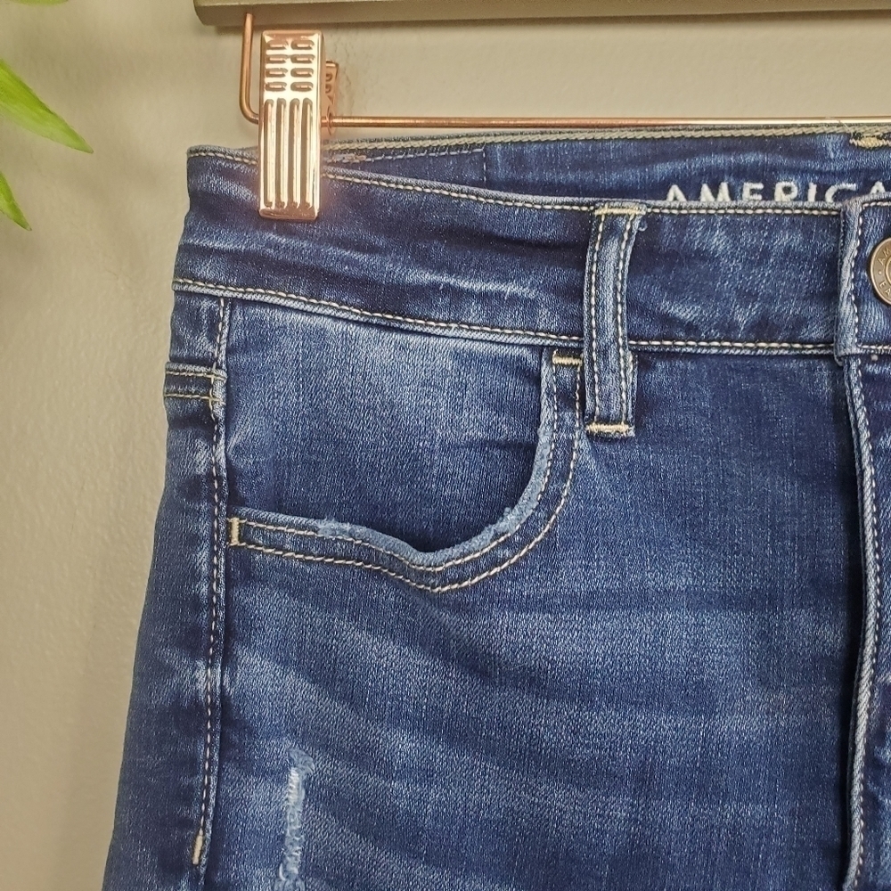 AE 2 American Eagle Skinny Jeans Super Hi Rise Jegging Ripped Distressed Stretch - Picture 4 of 12